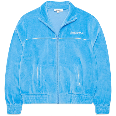 Толстовка Sporty & Rich Italic Logo Embroidered Velour Track Jacket SS23 Толстовка Sporty & Rich Italic Logo Embroidered Velour Track Jacket SS23