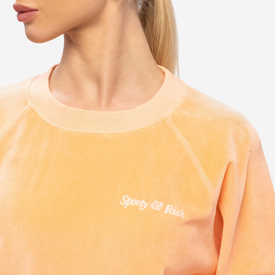 Толстовка SPORTY & RICH ITALIC LOGO RAGLAN SWEATER PEACH/WHITE - 5 фото Толстовка SPORTY & RICH ITALIC LOGO RAGLAN SWEATER в интернет магазине Peakwww.peakstore.ru - 5 фото