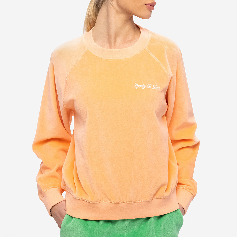 Толстовка SPORTY & RICH ITALIC LOGO RAGLAN SWEATER PEACH/WHITE - 2 фото Толстовка SPORTY & RICH ITALIC LOGO RAGLAN SWEATER в интернет магазине Peakwww.peakstore.ru - 2 фото