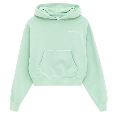Толстовка Sporty & Rich Italic Logo Embroidered Cropped Hoodie SS23 Толстовка Sporty & Rich Italic Logo Embroidered Cropped Hoodie SS23