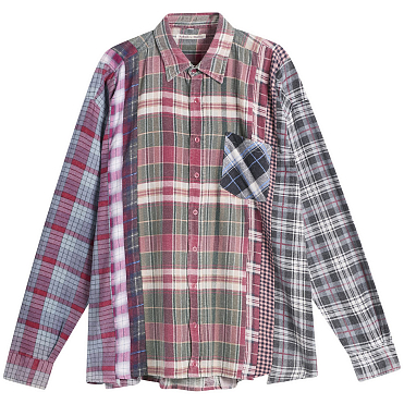 Рубашка NEEDLES Rebuild  Flannel Shirt 7 Cuts Wide Shirt SS26 