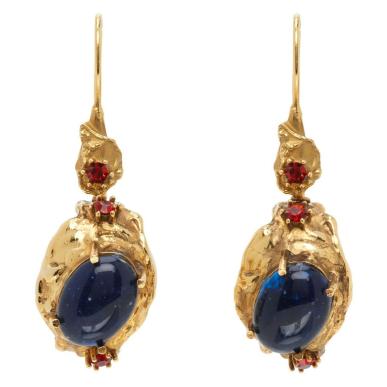 Серьги MARNI PEARL HOOK EARRINGS WITH BLUE GEMSTONES в интернет магазине Peak